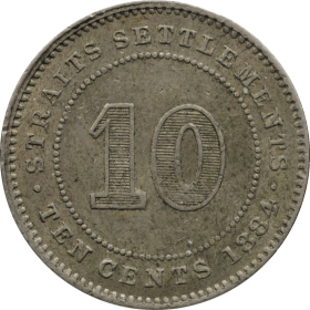 10 centow 1884 straits settlements a